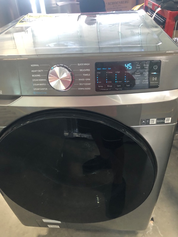 Photo 3 of Samsung 4.5-cu ft High Efficiency Stackable Steam Cycle Smart Front-Load Washer (Platinum) ENERGY STAR