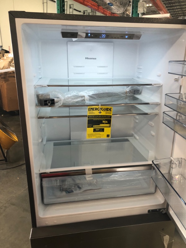 Photo 7 of Hisense 17.2-cu ft Counter-depth Bottom-Freezer Refrigerator with Ice Maker (Fingerprint Resistant Stainless Steel) ENERGY STAR
