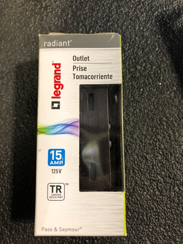 Photo 2 of Legrand Radiant 15 Amp Decorator Receptacle Tamper Resistant Outlet, Dark Bronze, 885TRDBCC12 & Legrand Radiant Screwless Wall Plates for Decorator Rocker Outlets, 1-Gang, Dark Bronze, RWP26DBCC6 Resistant Outlet + Wall Plates