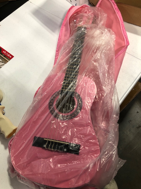 Photo 2 of 30" Wood Classical Guitar with Case and Accessories for Kids/Girls/Boys/Beginners (Pink) Right Handed Pink