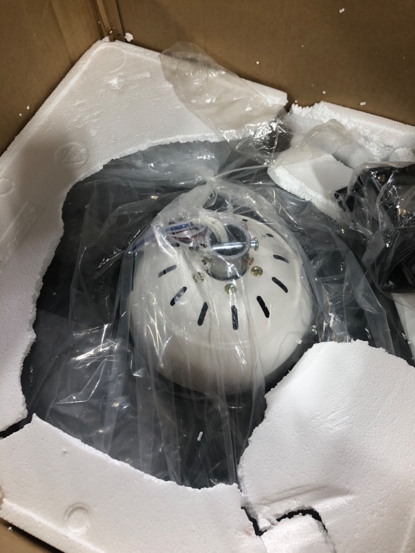 Photo 1 of 36'' Ceiling Fan Light LED Chandelier,White Pendant Light with Remote Control,Retractable Blades,Bluetooth Speaker,3 Color Light Change,Speed&Time Settings,Decor for Living Room/Bedroom/Kitchen etc. 36 Inches with Speaker