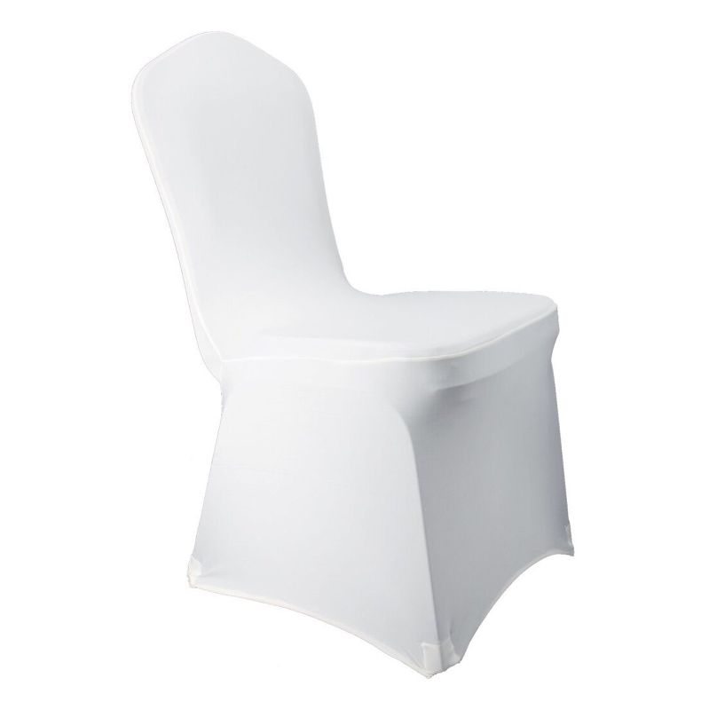 Photo 1 of `WELMATCH White Stretch Spandex Chair Covers Wedding - 5 PCS Banquet Events Party Universal Dining Decoration Scuba Elastic Chair Covers Good (White, 5) Good Regular Spandex White