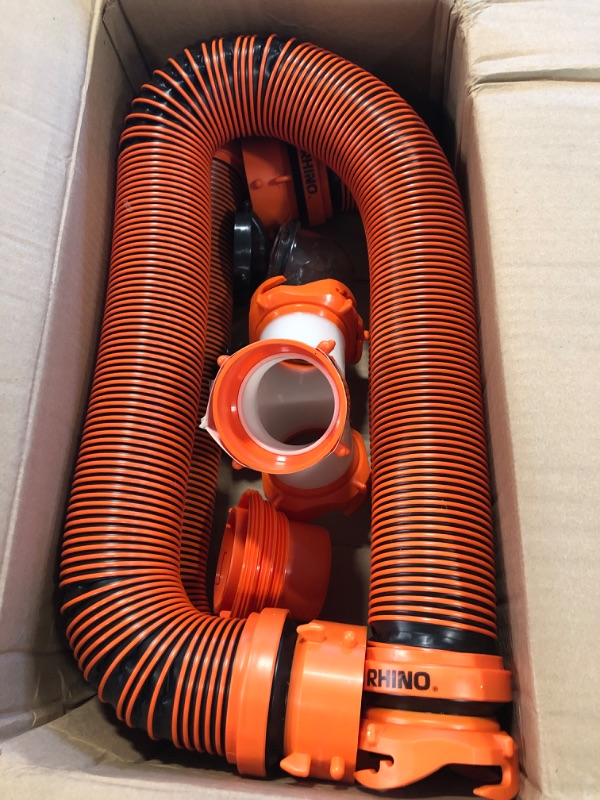 Photo 2 of RhinoEXTREME 21056 20-Foot Sewer Hose Kit for RVs with Tandem Holding Tanks - Ready-to-Use Kit - Includes 4-in-1 Adapter, Storage Caps and Swivel Wye Fitting