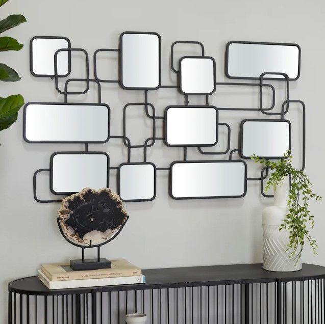 Photo 1 of Black Metal Modern Wall Mirror

