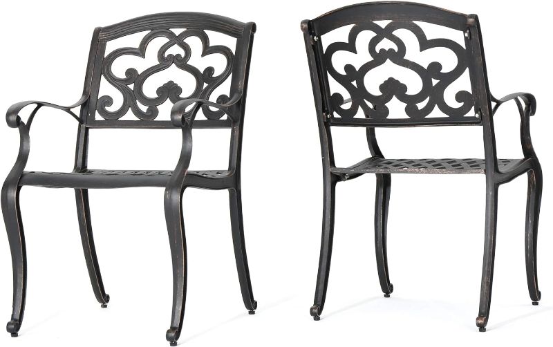 Photo 1 of Christopher Knight Home Austin Outdoor Cast Aluminum Dining Chairs, 2-Pcs Set, Shiny Copper