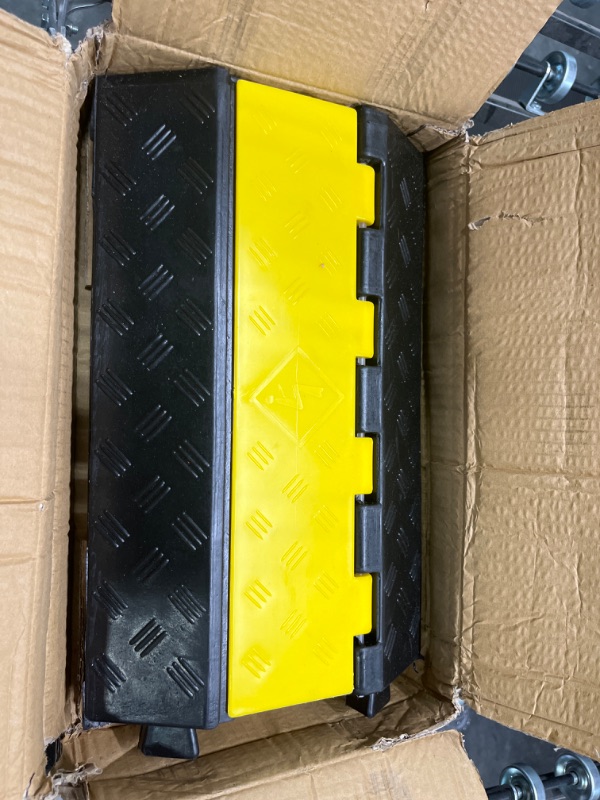 Photo 1 of YONSHENG Rubber Cable Ramp Cord Cover Cable Protector Ramps Wire Hose Protective 2 Channel 22000Lbs Load Capacity Traffic Speed Bump for Asphalt Concrete Gravel Driveway Indoor Outdoor, 1 Pack 2 channel-1 pack