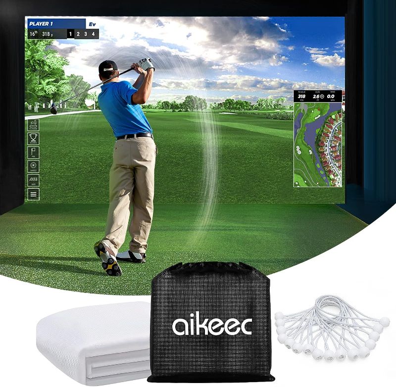 Photo 1 of aikeec Golf Simulator Impact Screen Display Projector Screen for Golf Training, Indoor Ultra Clear Golf Impact Screen, with 14pcs Grommet Holes, 16pcs Ball...
