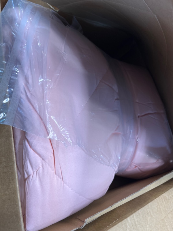 Photo 3 of ***MISSING SHEETS*** CozyLux King Comforter Set with Sheets 7 Pieces Bed in a Bag Pink All Season Bedding Sets with Comforter, Pillow Shams, Flat Sheet, Fitted Sheet and Pillowcases Pink King