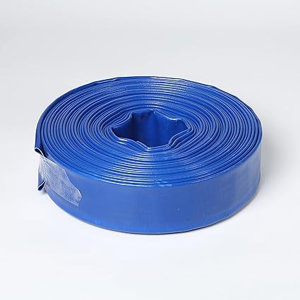 Photo 1 of 2" X 50' Blue PVC Lay-Flat Discharge Hose with Aluminum Camlock C and E Fittings