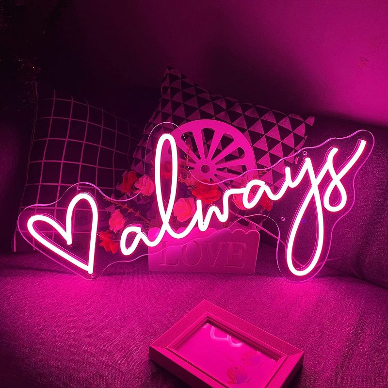 Photo 1 of Always Neon Sign with Dimmer, Led Pink Neon Light Signs for Wall Decor Wedding Party Bedroom Room Decoration Bar Club Wedding Party Decor Birthday Anniversary Mother's Day Gift Neon Sign Decoration?23 x 14"