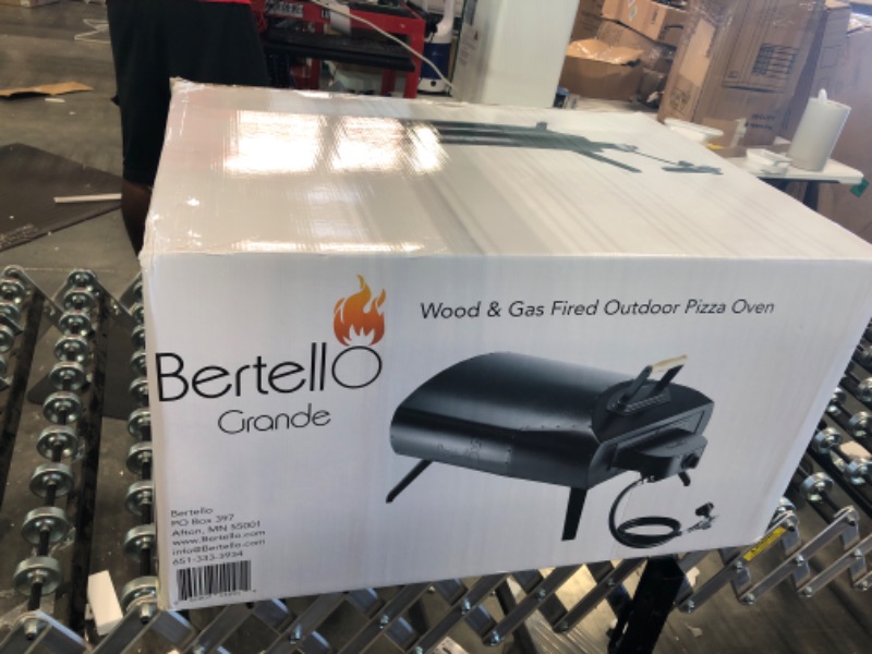 Photo 2 of Bertello Grande 16" Outdoor Pizza Oven - Patented Gas + Wood Pizza Maker For Backyard Parties, Camping - Portable Grilling Stove, Double Wall Insulation - Gas Burner, Wood Tray, Pizza Stone Included