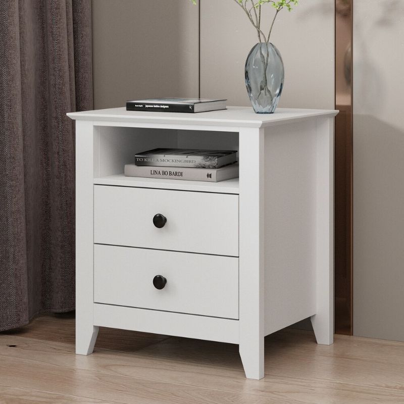 Photo 1 of 
Timechee 21.7'' Tall 2 - Drawer 1- Shelf Nightstand in White End Table