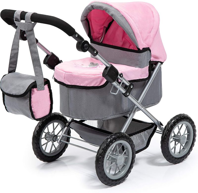 Photo 1 of Bayer Design Baby Doll Trendy Pram in Grey/Pink, 67 x 41 x 68 centimeters