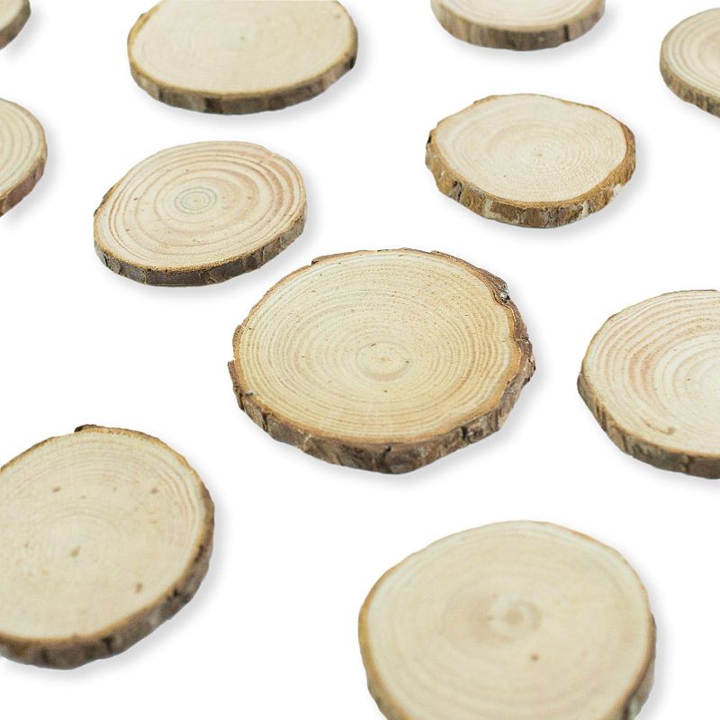 Photo 1 of 
Mini Assorted Size Natural Color Tree Bark Wood Slices Round Log Discs for Arts & Crafts, Home Hanging Decorations, Event Ornaments (5-8cm, 20pcs)