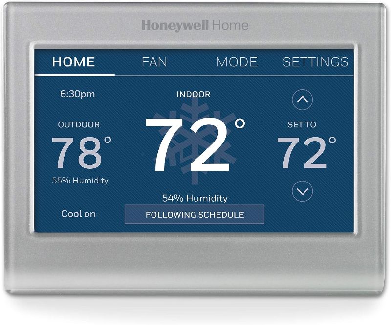 Photo 1 of Honeywell Home RTH9585WF Wi-Fi Smart Color Thermostat, 7 Day Programmable, Touch Screen, Energy Star, Alexa Ready, C-Wire Required, Not Compatible with Line Volt Heating Gray