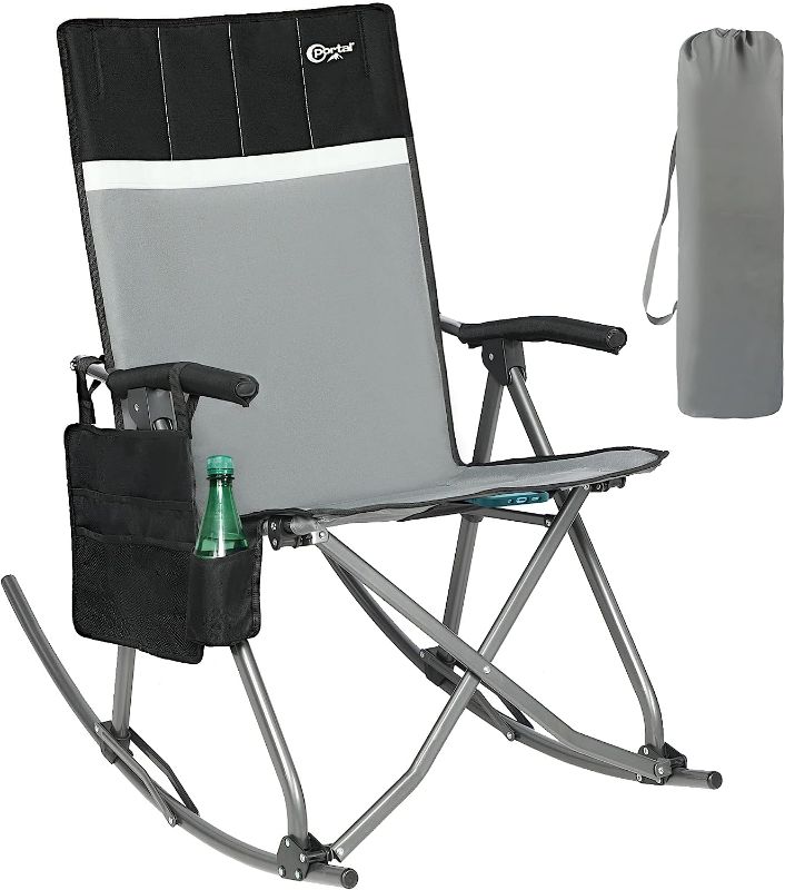 Photo 1 of 
PORTAL Oversized Folding Rocking Camping Chair Portable Outdoor Rocker with High Back Hard Armrests Carry Bag, Supports 300 lbs, Black