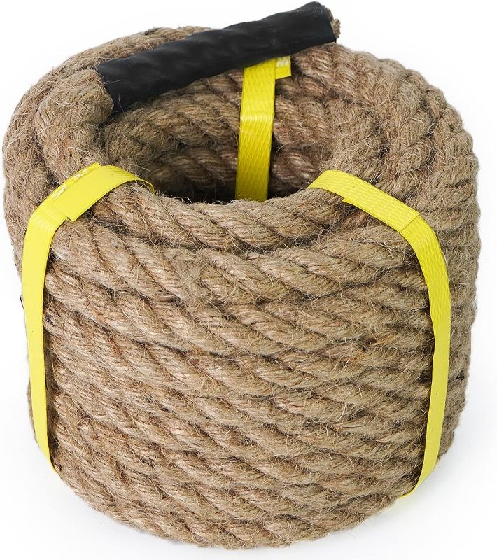 Photo 1 of Aoneky Jute Rope - 1.18/1.5 Inch Twisted Hemp Rope for Crafts, Climbing, Anchor, Hammock, Nautical, Cat Scratching Post, Tug of War, Decorate (1 inch x 48 Feet)