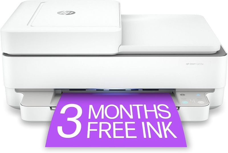 Photo 1 of HP ENVY 6455e Wireless Color Inkjet Printer, Print, scan, copy, Easy setup, Mobile printing, Best for home, Instant Ink with HP+,white