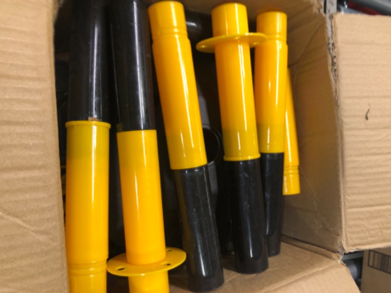 Photo 3 of [2 Pack] Traffic Delineator Post Cones with Fillable Base, Portable Parking Pole Barrier with 8ft Chain,Traffic Safety Delineator for Parking Lot,Construction Lot (Black&Yellow