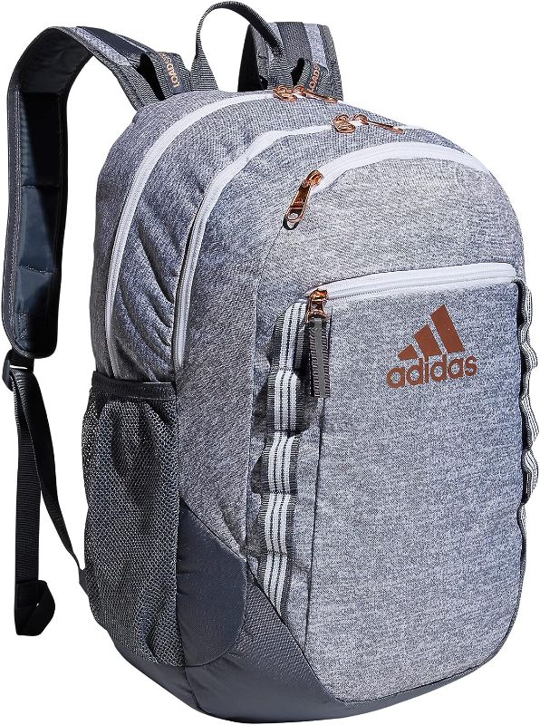 Photo 1 of adidas Excel 6 Backpack, Jersey Grey/Onix Grey/Rose Gold, One Size One Size Jersey Grey/Onix Grey/Rose Gold