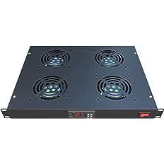 Photo 1 of Rack Mount Fan - 4 Fans Server Cooling System - 1U 19" Rackmount Cabinet Panel w/Adjustable Temperature Control (Heat Monitor - Digital Display) Alarm Sensor (Overheat Air Flow Exhaust) Tupavco TP1701