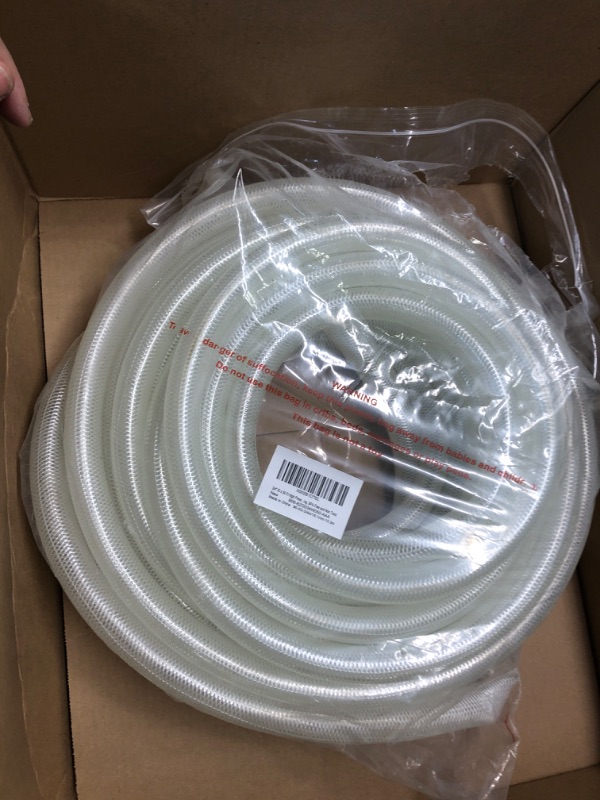 Photo 3 of 3/4" ID x 50 Ft High Pressure Braided Clear PVC Vinyl Tubing Flexible Vinyl Tube, Heavy Duty Reinforced Vinyl Hose Tubing, BPA Free and Non Toxic 3/4" I.D. 50 Feet