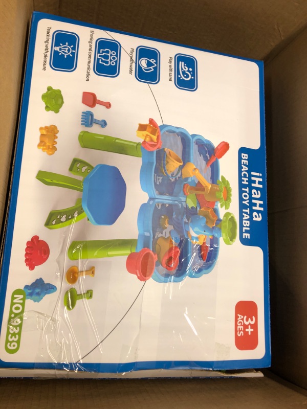 Photo 1 of Bennol Kids Sand Water Table Toys for Toddlers, 4 in 1 Outdoor Sand and Water Play Table Beach Toys for Kids Boys Girls, Water Activity Tables Summer Toys for Outside Backyard for Toddlers Age 3-5 4-in-1