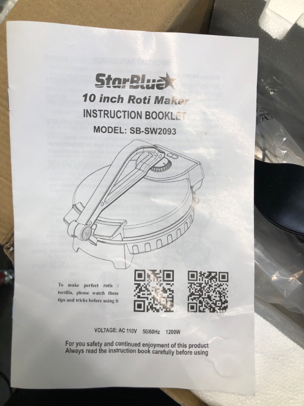 Photo 4 of 10inch Roti Maker by StarBlue with FREE Roti Warmer - The automatic Stainless Steel Non-Stick Electric machine to make Indian style Chapati, Tortilla, Roti AC 110V 50/60Hz 1200W