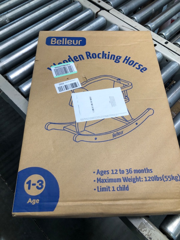 Photo 1 of Belleur Wooden Rocking Horse for Baby, Toddler Wood Ride-on Toys for 1-3 Year Old, Boys & Girls Rocking Animal for Indoor & Outdoor Activities, Birthday White