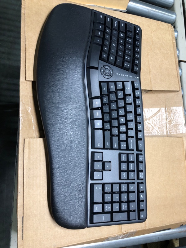 Photo 3 of MEETION Ergonomic Keyboard, Wireless Computer Keyboard, Ergo Split Keyboard with Cushioned Wrist, Palm Rest, Curved, Natural Typing, Full Size 112 Keys for Windows/Mac/Computer/Laptop/PC, Black