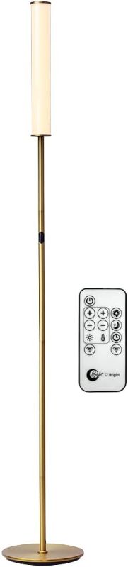 Photo 1 of O’Bright LED Cylinder Floor Lamp with Remote Control, Full Range Dimming, Adjustable Color Temperature 3000K-6000K, Minimalist Standing Lamps for Living Room, Bedrooms and Office, Antique Brass