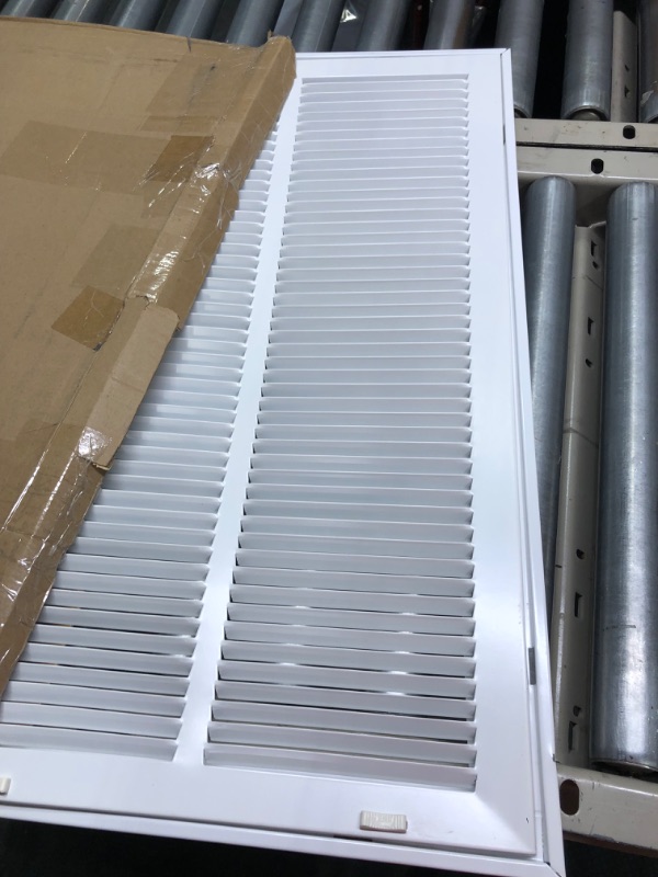 Photo 3 of 10" X 12" Steel Return Air Filter Grille for 1" Filter - Easy Plastic Tabs for Removable Face/Door - HVAC DUCT COVER - Flat Stamped Face -White [Outer Dimensions: 11.75w X 13.75h] White 10 X 12