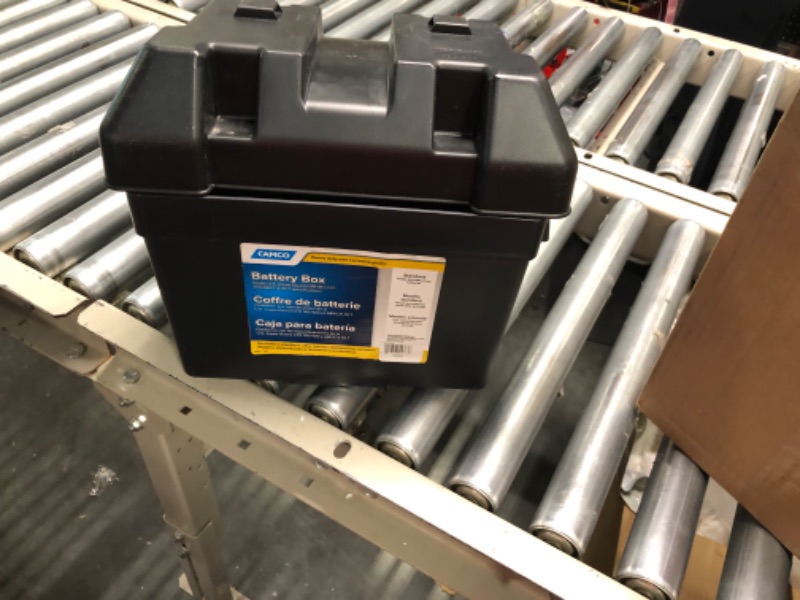 Photo 3 of Camco Heavy Duty Battery Box with Straps and Hardware - Group 24 |Safely Stores RV, Automotive, and Marine Batteries |Durable Anti-Corrosion Material | Measures 7-1/4" x 10-3/4" x 8" | (55363) Frustration Free Packaging Regular Battery Box