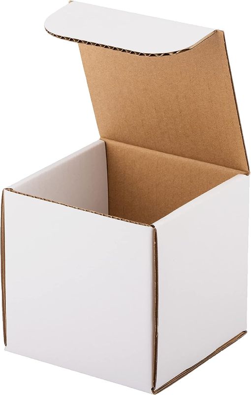 Photo 1 of 5x5x5 Shipping Boxes for Candles, Crafts, Coffee Mugs Shipping, Packaging and Storage, White 5" Corrugated Cardboard Gifts Box with Fragile & Thank Stickers, 25 Pack