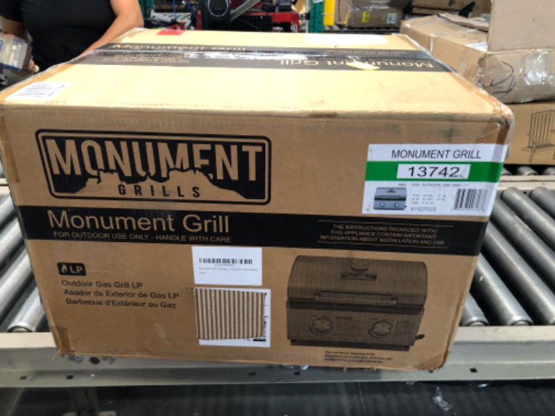 Photo 2 of Monument Grills Tabletop Propane Gas Grill for Outdoor Portable Camping Cooking with Travel Locks, Stainless Steel High Lid, and Built in Thermometer Portable Grill