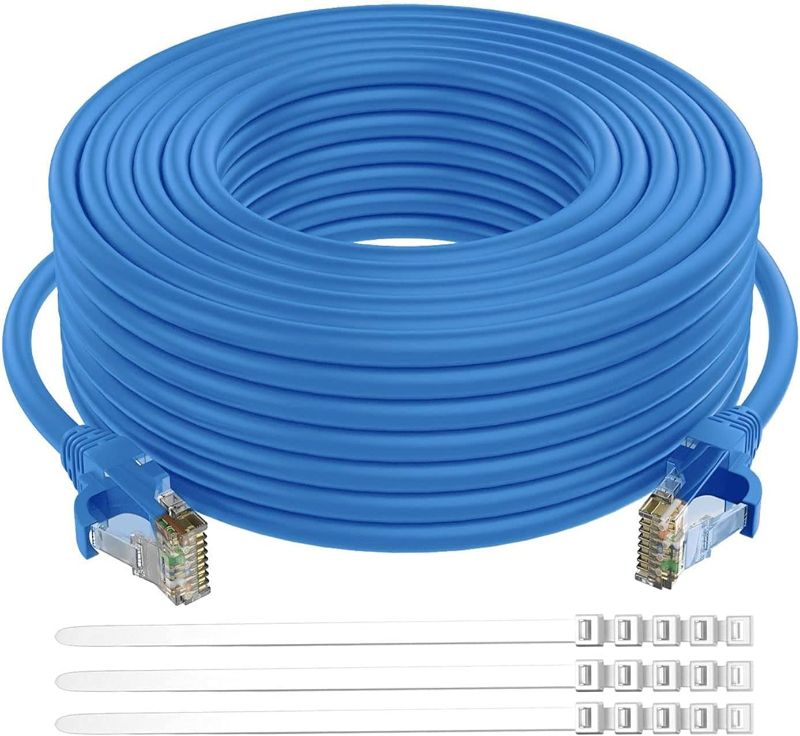 Photo 1 of Adoreen Cat 6 Ethernet Cable 40 ft-Blue, High Speed Internet Cable (6 Colors for Selection) Support POE Gigabit Cat6 Cat 5e Cat 5 Cable Long Flexible...