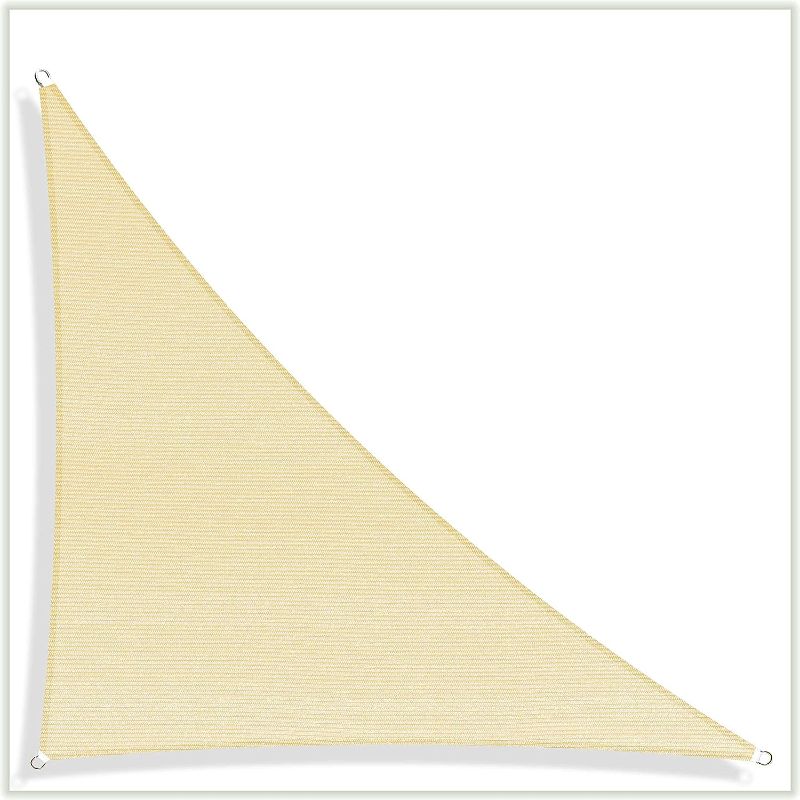 Photo 1 of 
ColourTree 14' x 14' x 19.8' Beige Sun Shade Sail Right Triangle CTSLRT14 & Canopy Mesh Fabric UV Block - Commercial Heavy Duty - 190 GSM 