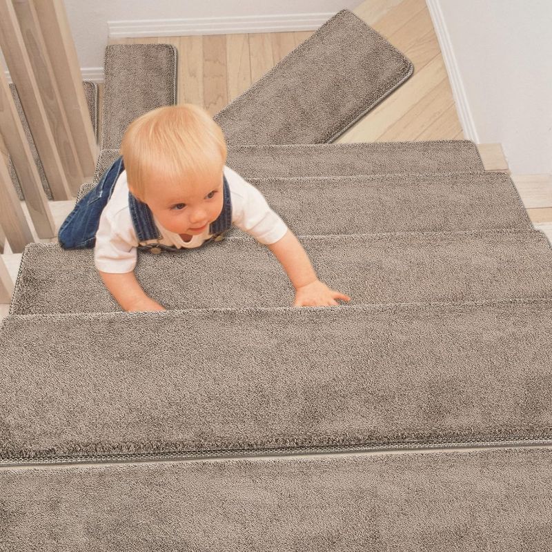 Photo 1 of 
PURE ERA Carpet Stair Treads Ultra Plush Soft Bullnose Indoor Stair Protectors Pet Friendly Non-Slip Skid Resistant Tape Free Washable Reusable