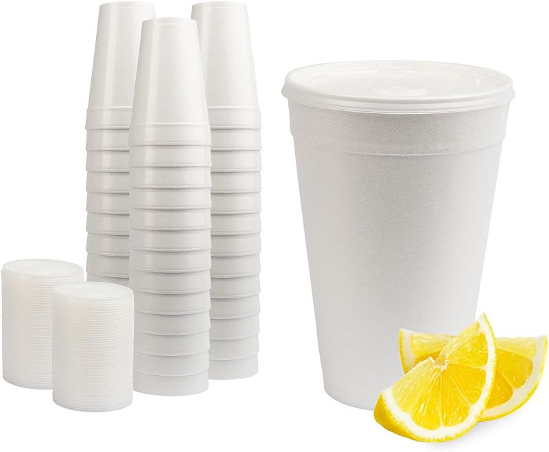 Photo 1 of 
Upper Midland Products 32 Oz Foam Cups With Lids Foam Cups For Hot And Cold, Sturdy Durable Cups, Keeps Hot Drinks Teas Coffees Soups Hot & Cold Drinks