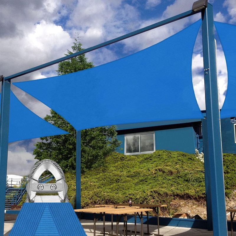 Photo 1 of 
Patio Paradise Large Sun Shade Sail Blue 20' x 24' Rectangle Heavy Duty Strengthen Durable Outdoor Canopy UV Block Fabric A-Ring Design