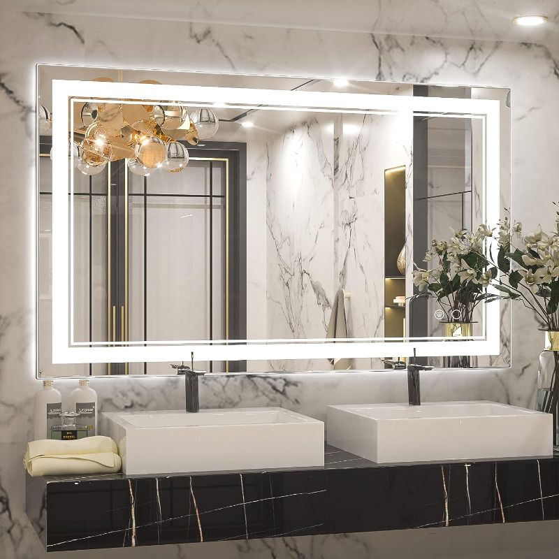 Photo 1 of 
Keonjinn LED Bathroom Mirror with Lights, 40 x 24 Inch Front Lighted Vanity Mirror, Wall Mounted Anti-Fog Memory Brightness Dimmable Makeup