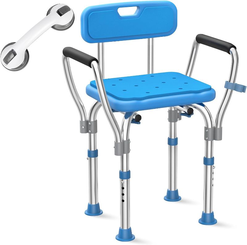 Photo 1 of UGarden Heavy Duty Stainless Steel Shower Chair Seat, 500lbs Bath Chair w/Armrests and Back, Adjustable & Extra Wide Shower Chair for Bathtub, Shower Chair for Inside Shower, Shower Stools for Seniors