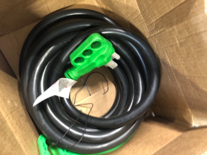 Photo 3 of labwork Green 50A 25 Feet Generator Extension Cord Heavy Duty Cord with LED Power Indicator and Cord Organizer 14-50P/R Standard Plug Green 25FT