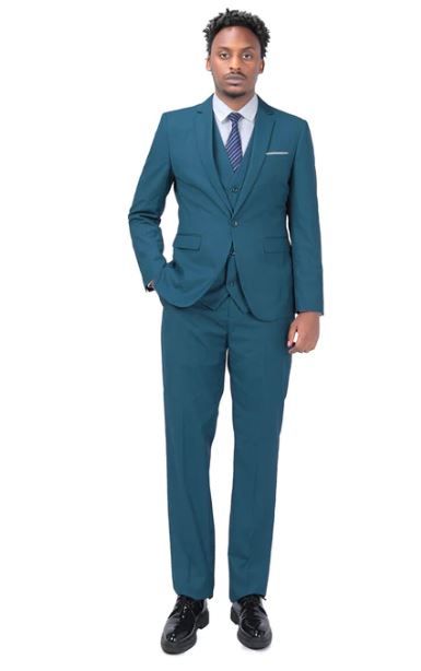 Photo 1 of 3-Piece One Button Formal Suit Blue Suit
