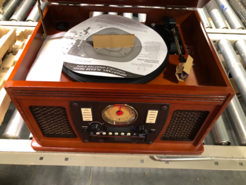 Photo 1 of Victrola Navigator 8-in-1 Classic Bluetooth Record Player with USB Encoding and 3-Speed Turntable Bundle with Victrola Wooden Stand for Wooden Music Centers with Record Holder Shelf, Mahogany