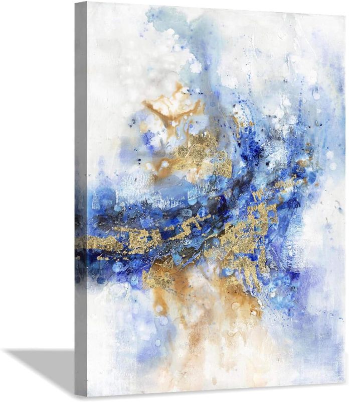 Photo 1 of Abstract Picture Canvas Wall Art: Blue Print Painting Artwork for Bed Room (12” x 16'' x 1 Panel)