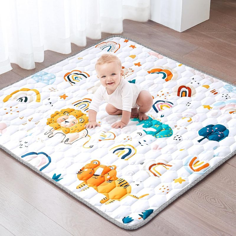 Photo 1 of Entserk Baby Play Mat 79" X 71"Extra Large Anti- Slip Crawling Mat Activity Playmats for Babies,Toddlers, Infants, Premium Cotton One-Piece Mat, Play & Tummy Time, Machine Washable for Easy Care