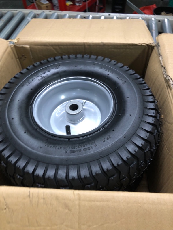 Photo 3 of (2 Pack) 15 x 6.00-6 Tire and Wheel Set - for Lawn Tractors with 3” Centered Hub and 3/4" Sintered iron bushings