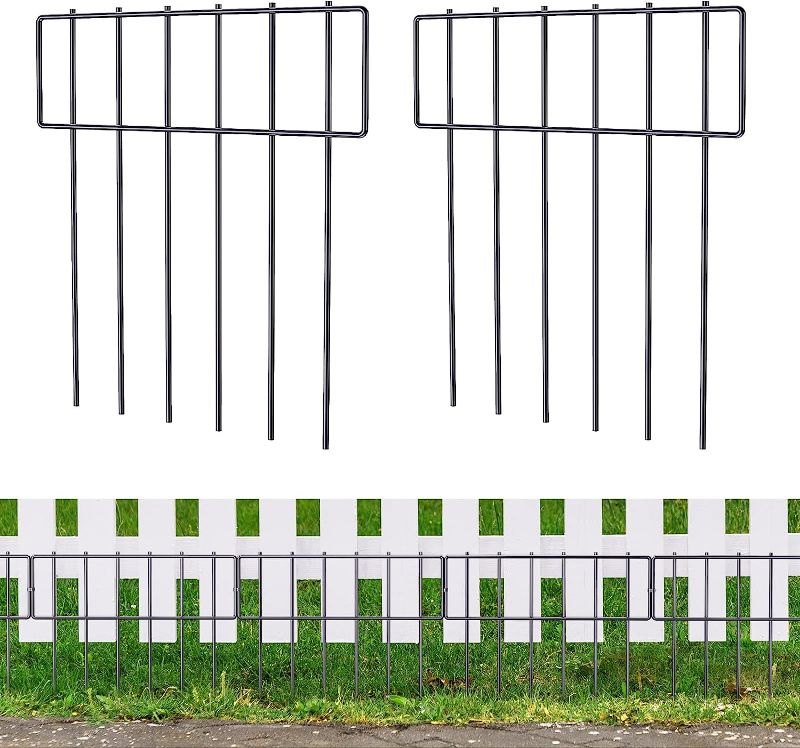 Photo 1 of 19 Pack Animal Barrier Fence, 17 in(H) X 20.8 Ft(L) Decorative Garden Fencing, Rustproof Metal Wire Garden Fence Border, Dog Rabbits Ground Stakes No Digging Garden Fence for Outdoor.