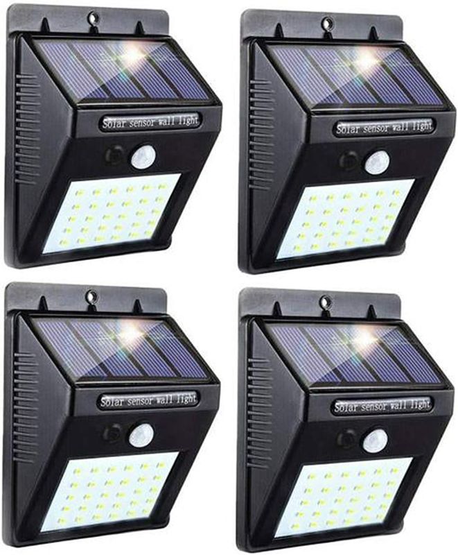 Photo 1 of SunKite Solar Lights Outdoor 4 Pack IP65 Waterproof Solar Motion Sensor Solar Security Wall Lights Path Lights with 30 LED for Garden Patio Yard Deck Garage Fence Pool
